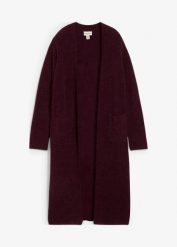 Płaszcz dzianinowy z wełną alpaki. Szare płaszcze bonprix, bez wzorów, z dzianiny, bez kaptura. Za 379.99 zł.