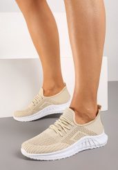 Beżowo-Białe Buty Sportowe Bemostom. Brązowe obuwie sportowe Renee, z jeansu, bez zapięcia, na fitness i siłownię. Za 39.99 zł.