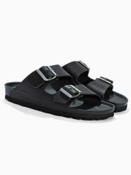 Sunbay Skórzane klapki "Trefle" w kolorze czarnym rozmiar: 38. Czarne klapki Sunbay, bez wzorów, ze skóry, z otwartym noskiem, bez obcasa. Za 180.49 zł.