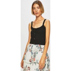 Vero Moda - Top. Niebieskie topy Vero Moda, l, bez wzorów, z bawełny, bez kołnierzyka, bez ramiączek. W wyprzedaży za 49.90 zł.