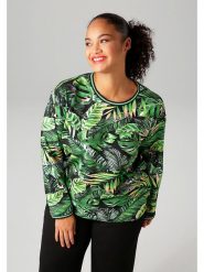 Aniston Bluza w kolorze czarno-zielonym rozmiar: 52. Czarne bluzy Aniston, bez wzorów, bez kaptura. Za 66.00 zł.