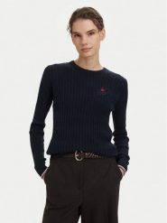 Beverly Hills Polo Club Sweter P-SS26W-M537390 Granatowy Regular Fit. Niebieskie swetry Beverly Hills Polo Club, l, bez wzorów, z bawełny, bez ramiączek. Za 269.99 zł.