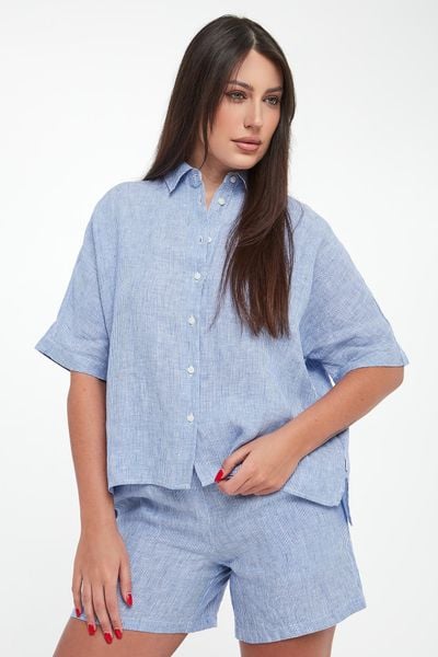 Koszula damska Melania ECOALF. Koszule Ecoalf, xl, bez wzorów, bez kołnierzyka, bez ramiączek. W wyprzedaży za 351.20 zł.