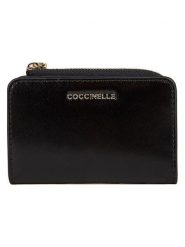 COCCINELLE Skórzany portfel w kolorze czarnym - 12 x 8 cm rozmiar: onesize. Czarne portfele Coccinelle, bez wzorów, z materiału. Za 287.84 zł.