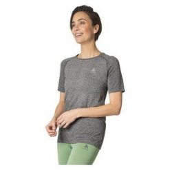 Koszulka tech. damska Odlo T-shirt crew neck s/s ESSENTIAL SEAMLESS. Szare koszulki sportowe Odlo, bez wzorów, bez ramiączek. W wyprzedaży za 131.99 zł.
