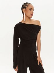 NORMA KAMALI Bluzka KK4236PLC85001 Czarny Slim Fit. Czarne bluzki Norma Kamali, m, bez wzorów, z syntetyku, bez kołnierzyka, bez ramiączek. Za 399.99 zł.