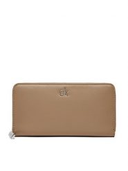 Calvin Klein Duży Portfel Damski Ck Daily Large Zip Around_Pbl K60K612850 Brązowy. Brązowe portfele Calvin Klein, bez wzorów, ze skóry. Za 219.99 zł.