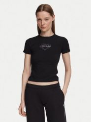 Guess Jeans T-Shirt W6YI05 K3640 Czarny Slim Fit. Czarne t-shirty Guess Jeans, xxl, z aplikacjami, z bawełny, bez kołnierzyka, bez ramiączek. Za 159.99 zł.