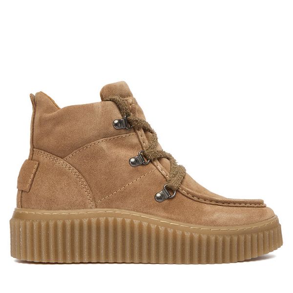 Trzewiki Marc O'Polo. Brązowe botki Marc O'Polo, bez wzorów, bez obcasa, na płaskiej podeszwie, bez zapięcia. Za 669.99 zł.