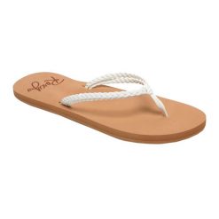 Japonki Roxy Costas. Białe klapki Roxy, bez wzorów, bez obcasa. Za 29.99 zł.