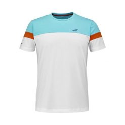 Koszulka Babolat z okrągłym dekoltem, krótki rękaw. Białe bluzki BABOLAT, m, bez wzorów, sportowe, bez kołnierzyka, bez ramiączek. Za 259.99 zł.