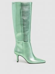 Pepe Jeans FOOTWEAR Kozaki "Pristina Glam" w kolorze zielonym rozmiar: 40. Zielone kozaki Pepe Jeans FOOTWEAR, na zimę, z jeansu, bez obcasa, na szpilce, bez zapięcia. Za 215.21 zł.