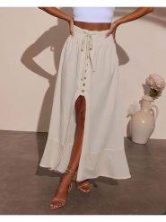 Milan Kiss Spódnica w kolorze kremowym rozmiar: M. Brązowe spódnice Milan Kiss, m, bez wzorów, z wiskozy, maxi. Za 165.99 zł.