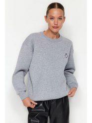 Trendyol Bluza w kolorze szarym rozmiar: L. Szare bluzy Trendyol, l, bez wzorów, bez kaptura. Za 72.45 zł.