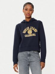 Guess Jeans Bluza W5RQ29 K68I4 Granatowy Regular Fit. Niebieskie bluzy Guess Jeans, xxl, z aplikacjami, z bawełny, bez kaptura. Za 174.00 zł.