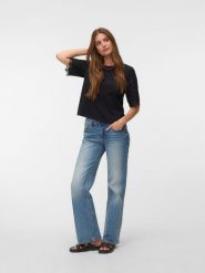 Vero Moda Koszulka w kolorze czarnym rozmiar: M. Czarne bluzki Vero Moda, m, bez wzorów, z bawełny, bez kołnierzyka, bez ramiączek. Za 93.94 zł.