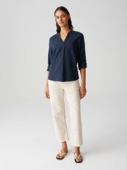 OPUS Bluzka "Felena" w kolorze granatowym rozmiar: 38. Niebieskie bluzki Opus, bez wzorów, bez kołnierzyka, bez ramiączek. Za 143.99 zł.