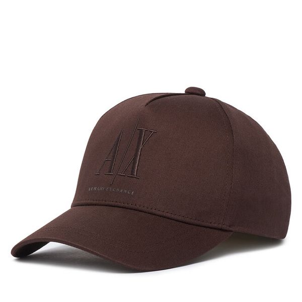 Czapka z daszkiem Armani Exchange. Brązowe czapki Armani Exchange, bez wzorów. Za 289.99 zł.