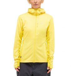 Damska Bluza Górska Mid Layer Lekka z Kapturem L.I.M Mid Fast II. Żółte bluzy Haglöfs, l, bez wzorów, z dzianiny, z kapturem. Za 299.00 zł.