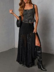 Milan Kiss Spódnica w kolorze czarnym rozmiar: S. Czarne spódnice Milan Kiss, s, bez wzorów, z koronki, maxi. Za 130.99 zł.