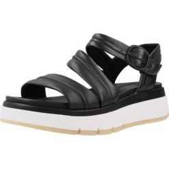 Sandały CLARKS TUSCAN STRAP Czarny. Czarne sandały Clarks, bez wzorów, ze skóry, bez obcasa, bez zapięcia. Za 236.99 zł.