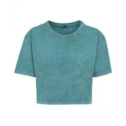Koszulka Damska Acid Wash Crop T-shirt. Niebieskie t-shirty BUILD YOUR BRAND, xl, bez wzorów, bez kołnierzyka, bez ramiączek. Za 73.99 zł.