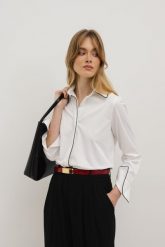 KOSZULA LOTTI BIAŁA L - Flawless. Białe koszule Flawless, l, bez wzorów, z bawełny, biznesowe, bez kołnierzyka, bez ramiączek. Za 369.00 zł.
