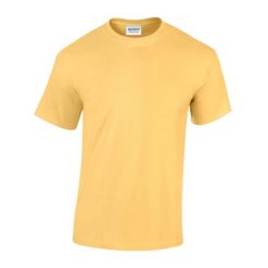Ciężka Bawełniana Koszulka Unisex Dla Dorosłych. Żółte bluzki GILDAN, m, bez wzorów, z bawełny, sportowe, bez kołnierzyka, bez ramiączek. Za 30.99 zł.