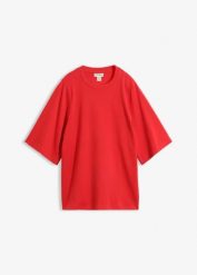 T-shirt oversize z czystej bawełny organicznej. Czerwone t-shirty bonprix, bez wzorów, z bawełny, bez kołnierzyka, bez ramiączek. Za 32.99 zł.