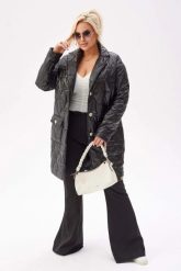 Wiosenny czarny płaszcz Greta - lekkość i elegancja PLUS SIZE XXL. Czarne płaszcze Moda Size Plus Iwanek, na wiosnę, plus size, bez wzorów, z poliesteru, bez kaptura. Za 299.90 zł.