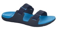 Klapki plażowe Sandal Way Slide MBAB. Niebieskie klapki Lizard, bez wzorów, ze skóry, bez obcasa. Za 86.30 zł.