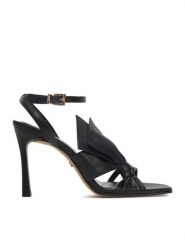 GINO ROSSI Sandały EO-LT23-310 Czarny. Czarne sandały Gino Rossi, bez wzorów, ze skóry, bez obcasa, na szpilce, bez zapięcia. Za 399.99 zł.