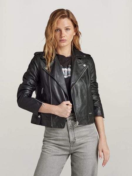 G-Star Kurtka skórzana w kolorze czarnym rozmiar: S. Czarne kurtki G-Star, s, bez wzorów, ze skóry, bez kaptura. Za 386.32 zł.