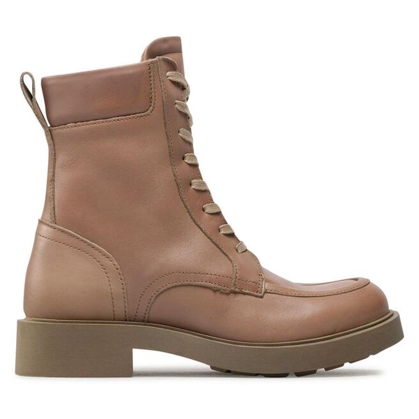 Trzewiki Simple. Brązowe botki Simple, bez wzorów, bez obcasa, na płaskiej podeszwie, bez zapięcia. Za 329.99 zł.