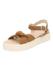 Gerry Weber Skórzane sandały w kolorze jasnobrązowym rozmiar: 38. Brązowe sandały Gerry Weber, bez wzorów, klasyczne, z otwartym noskiem, bez obcasa, na platformie, bez zapięcia. Za 95.92 zł.