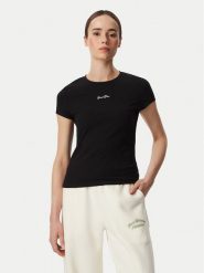 Guess T-Shirt V6YI01 K4258 Czarny Slim Fit. Czarne t-shirty Guess, s, z aplikacjami, z bawełny, bez kołnierzyka, bez ramiączek. Za 154.99 zł.