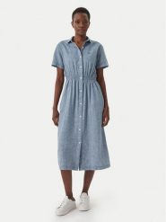 Tommy Jeans Sukienka koszulowa DW0DW18556 Niebieski Relaxed Fit. Niebieskie sukienki Tommy Jeans, xs, bez wzorów, z bawełny, bez kołnierzyka, bez ramiączek, koszulowe. Za 529.99 zł.