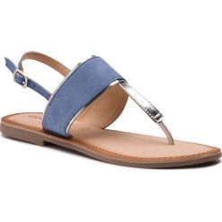 Sandały GIOSEPPO - 48795 Blue. Niebieskie sandały Gioseppo, bez wzorów, z materiału, bez obcasa, na obcasie, bez zapięcia. W wyprzedaży za 139.00 zł.