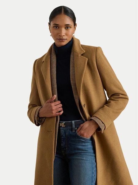 LAUREN RALPH LAUREN Płaszcz wełniany 297P04141002 Brązowy Regular Fit. Brązowe płaszcze Lauren Ralph Lauren, na zimę, bez wzorów, z wełny, bez kaptura. Za 1,439.00 zł.