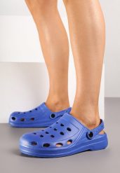 Niebieskie Klapki z Ażurową Cholewką Lumacine. Niebieskie klapki Born2be, w ażurowe wzory, z okrągłym noskiem, bez obcasa, na płaskiej podeszwie. Za 29.99 zł.