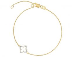 Bransoletka z żółtego złota z diamentami - kwiat - 0,01 ct - próba 375. Żółte bransoletki Apart, z diamentem, złote. Za 869.00 zł.