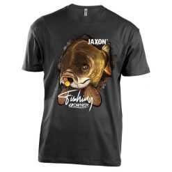Koszulka wędkarska Jaxon Nature Karp. Czarne bluzki JAXON, xl, bez wzorów, sportowe, bez kołnierzyka, bez ramiączek. Za 69.99 zł.