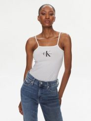 Calvin Klein Jeans Body Monologo J20J223421 Biały Slim Fit. Białe body Calvin Klein Jeans, xs, bez wzorów, z bawełny. Za 99.99 zł.