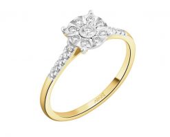 Pierścionek z żółtego złota z brylantami - 0,21 ct - próba 585. Żółte pierścionki Apart, z brylantem, złote. Za 4,190.00 zł.