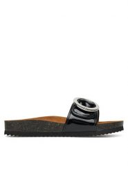 Caprice Klapki 9-27401-44 Czarny. Czarne klapki Caprice, bez wzorów, z lakierowanej skóry, bez obcasa. Za 189.99 zł.