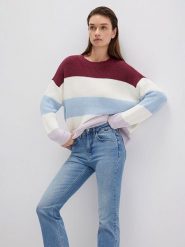 MAVI Sweter w kolorze bordowo-biało-błękitnym rozmiar: S. Białe swetry Mavi, s, bez wzorów, z bawełny, bez ramiączek. Za 154.95 zł.