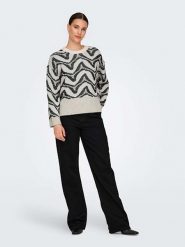 ONLY Sweter w kolorze czarno-białym rozmiar: XL. Białe swetry Only, xl, bez wzorów, ze splotem, bez ramiączek. Za 85.95 zł.
