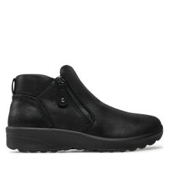 Botki Skechers. Czarne botki Skechers, bez wzorów, bez obcasa, na płaskiej podeszwie, bez zapięcia. Za 269.99 zł.
