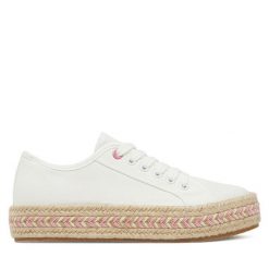 Espadryle DeeZee. Białe espadryle DeeZee, bez wzorów, bez obcasa, bez zapięcia. Za 99.99 zł.