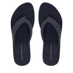 Japonki Tommy Hilfiger. Niebieskie klapki TOMMY HILFIGER, bez wzorów, bez obcasa. Za 209.99 zł.